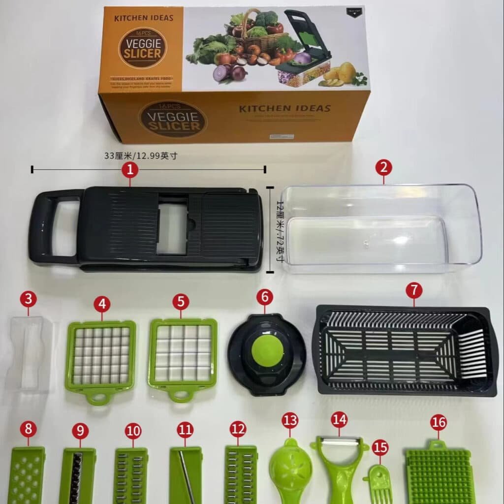 Multifunctional Food Chopper 16-in-1 Kitchen Vegetable Cutter 1 Set