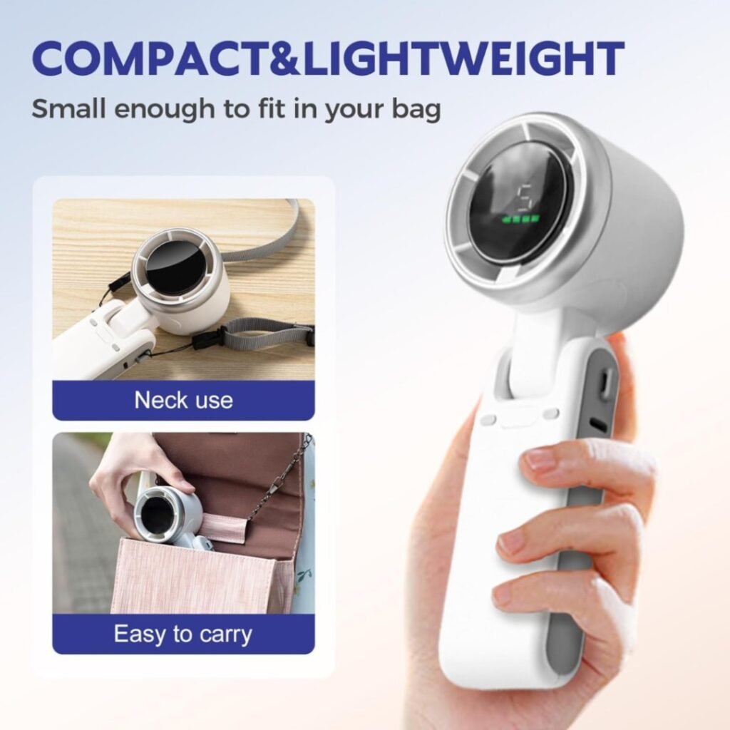 Portable Turbo Mini Fan 5 High Speed Digital Displa