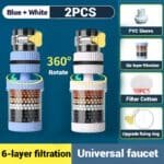 6 Layer Faucet Water Purifier Tap Filter 360° Rotating Splash Proof Nozzle