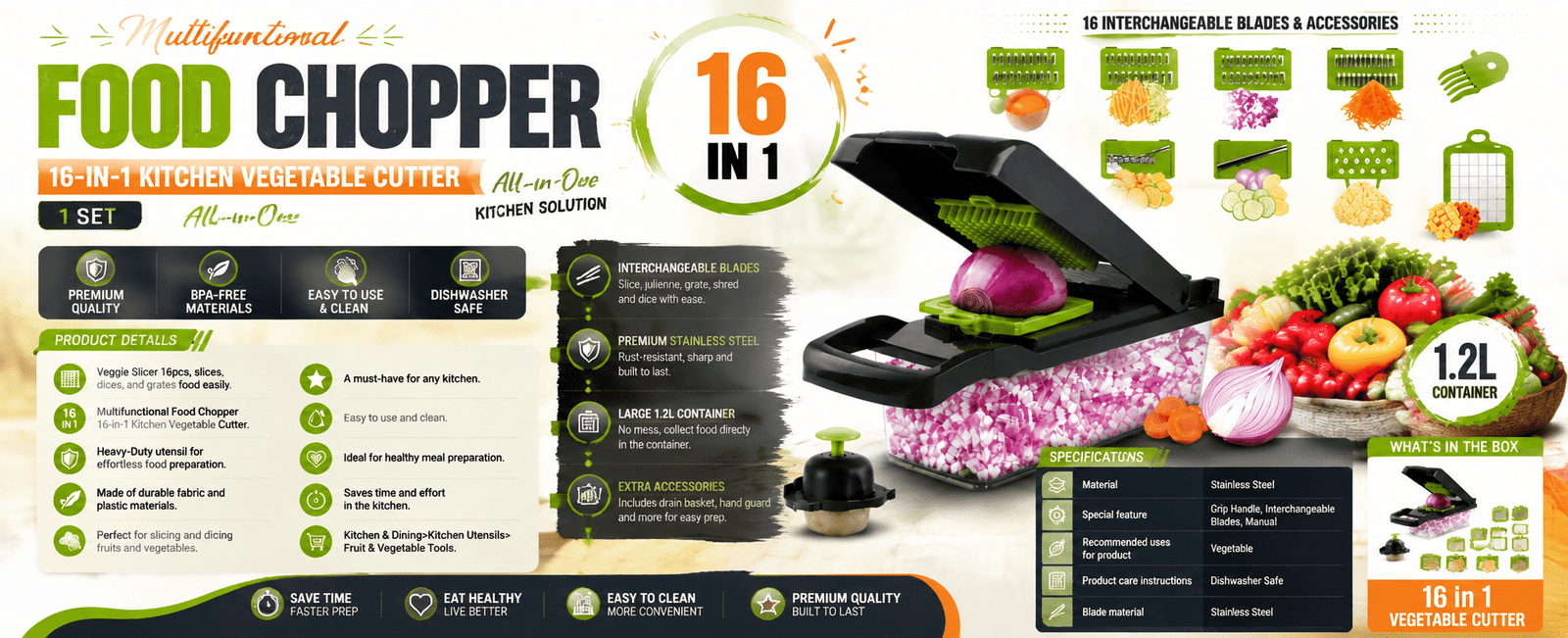 Multifunctional Food Chopper 16-in-1