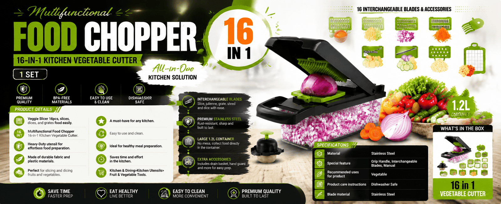Multifunctional Food Chopper 16-in-1