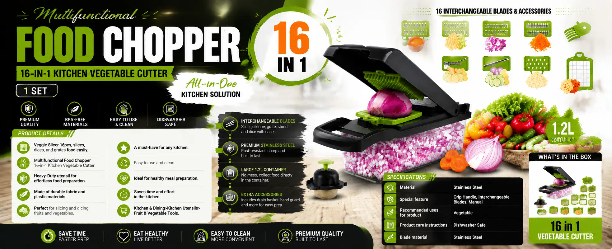 Multifunctional Food Chopper 16-in-1