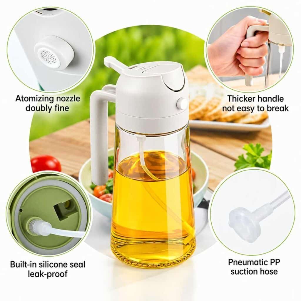 2-in-1 Oil Sprayer & Oil Dispenser Bottle – 500ml