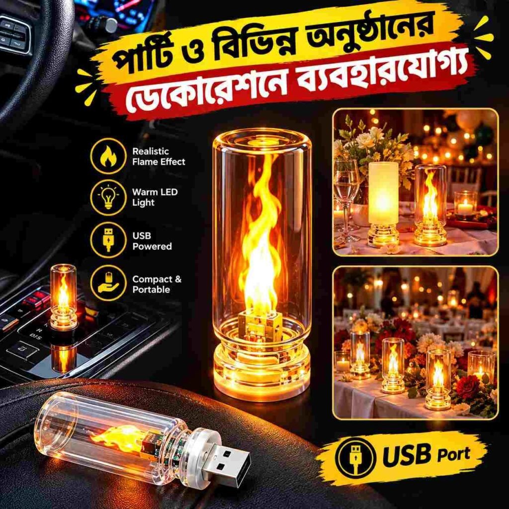 Transparent USB LED Flashing Candle Light Flame