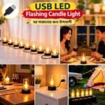 Transparent USB LED Flashing Candle Light Flame