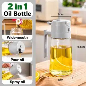 2-in-1 Oil Sprayer & Oil Dispenser Bottle – 500ml