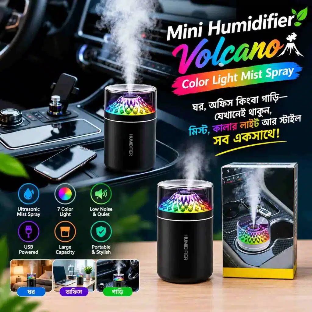 Mini Humidifier Volcano Color Light Mist Spray 180ML